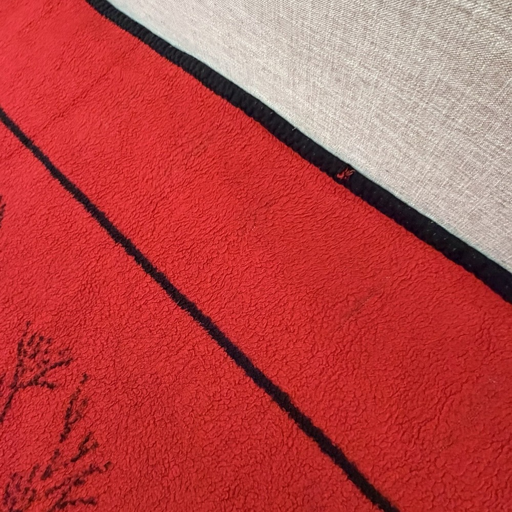 Vintage San Marcos Horse Blanket Black Red Western Ranch Throw 77x92 - Picture 5 of 7